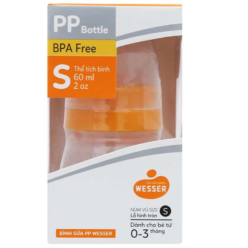 Bình sữa nhựa PP Wesser TBSPPW60 cổ hẹp 60ml