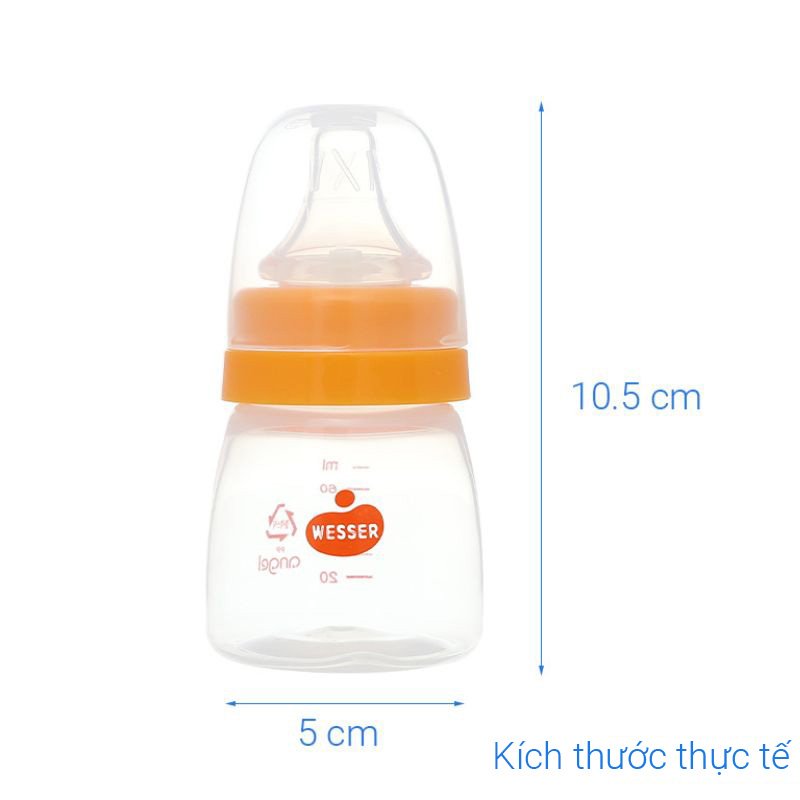 Bình sữa nhựa PP Wesser TBSPPW60 cổ hẹp 60ml