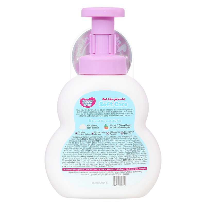 Bọt tắm & gội 2in1 cho bé BobbyChan Soft Care hương hoa 450ml