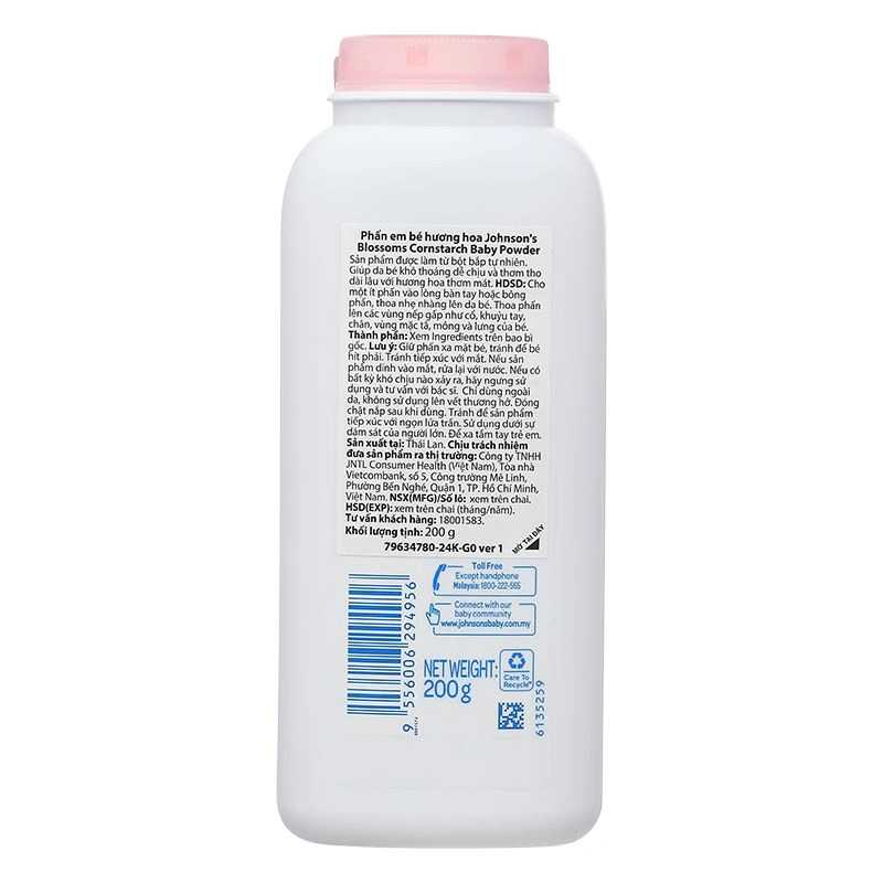 Phấn thơm cho bé Johnson's Baby Blossoms Cornstarch 200g