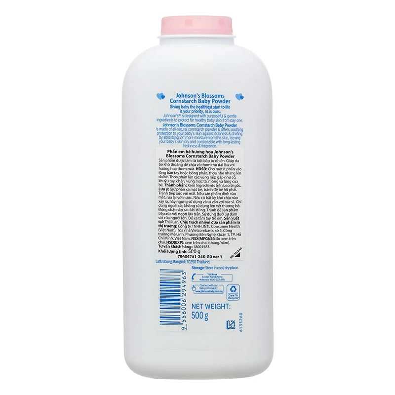 Phấn thơm cho bé Johnson's Baby Blossoms Cornstarch 500g