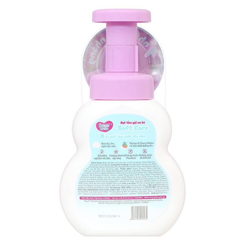 Bọt tắm & gội 2in1 cho bé BobbyChan Soft Care hương hoa 200ml