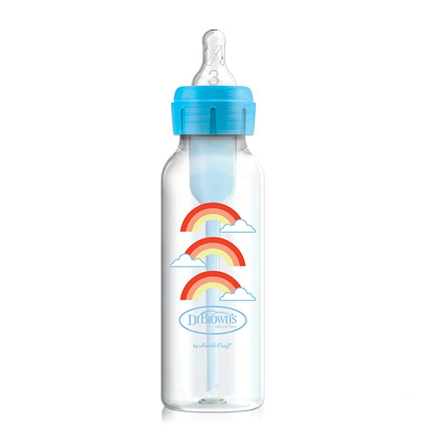 Bình sữa nhựa PP Dr. Brown's Option Plus chuyển đổi 2 giai đoạn cổ hẹp 250ml - Xanh dương