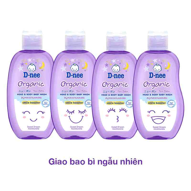 Dầu tắm & gội 2in1 cho bé D-nee Organic Sweet Dream chiết xuất tràm trà, hoa oải hương 200ml