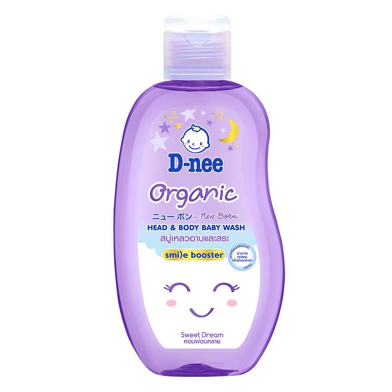 Dầu tắm & gội 2in1 cho bé D-nee Organic Sweet Dream chiết xuất tràm trà, hoa oải hương 200ml