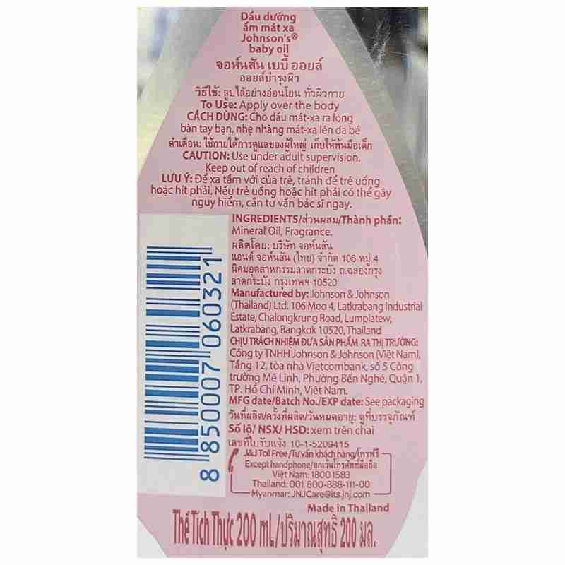 Dầu massage dưỡng ẩm cho bé Johnson's Baby 200ml