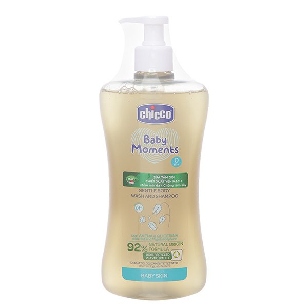 Sữa tắm & gội 2in1 cho bé Chicco chiết xuất yến mạch 500ml