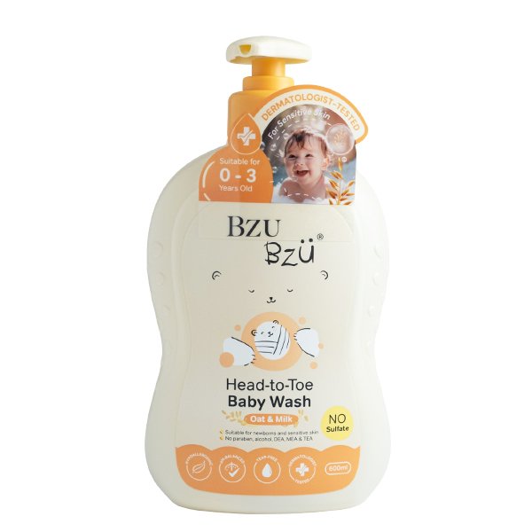 Sữa tắm & gội 2in1 cho bé BZU BZU chiết xuất yến mạch và sữa hương yến mạch 600ml