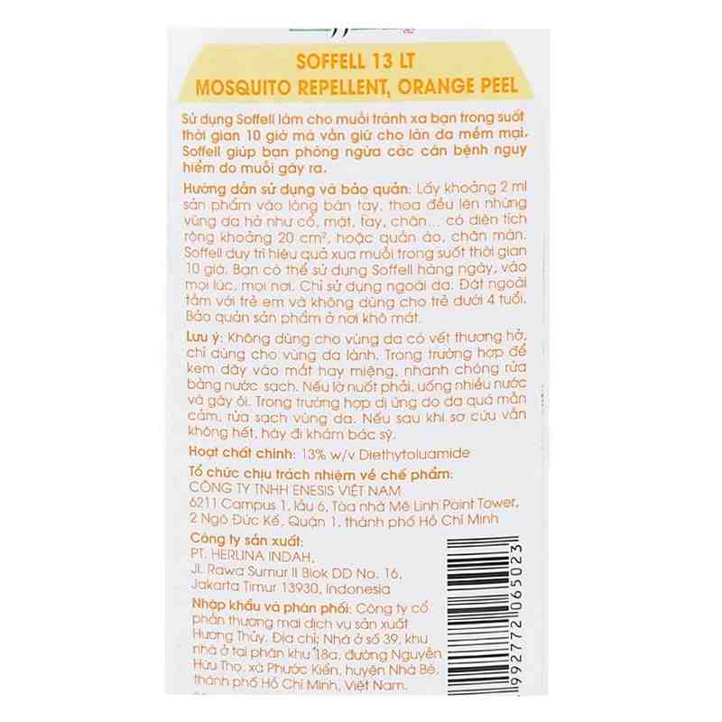 Kem chống muỗi Soffell hương cam 60ml