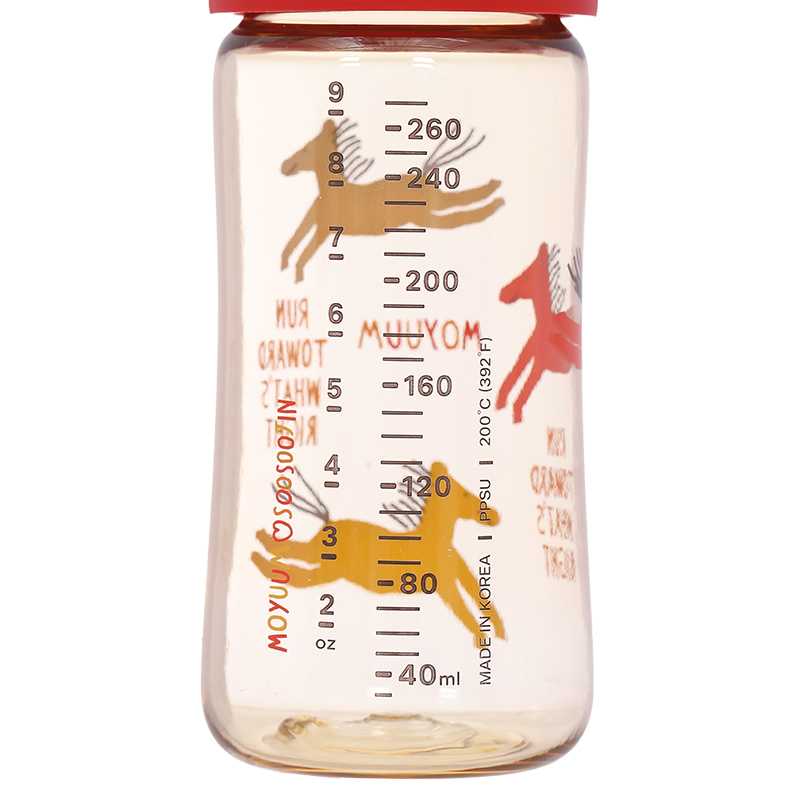 Bình sữa nhựa PPSU Moyuum All In One Bottle cổ rộng 270ml - Ngựa đỏ