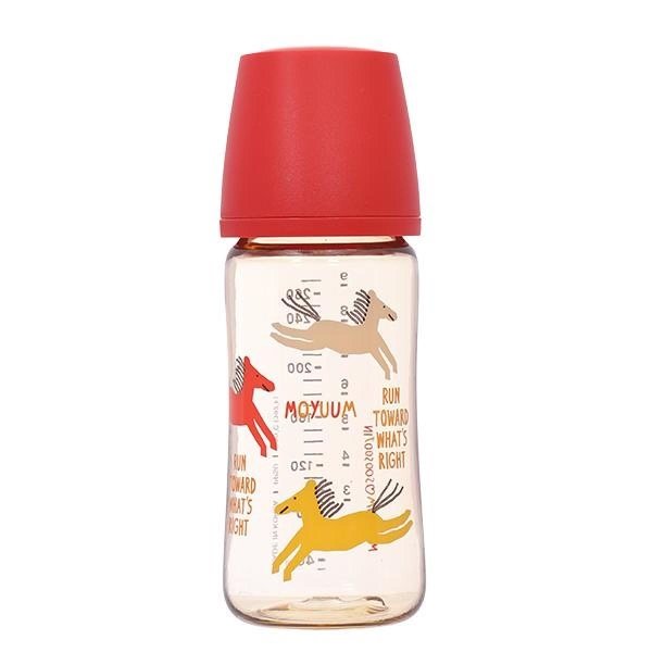 Bình sữa nhựa PPSU Moyuum All In One Bottle cổ rộng 270ml - Ngựa đỏ