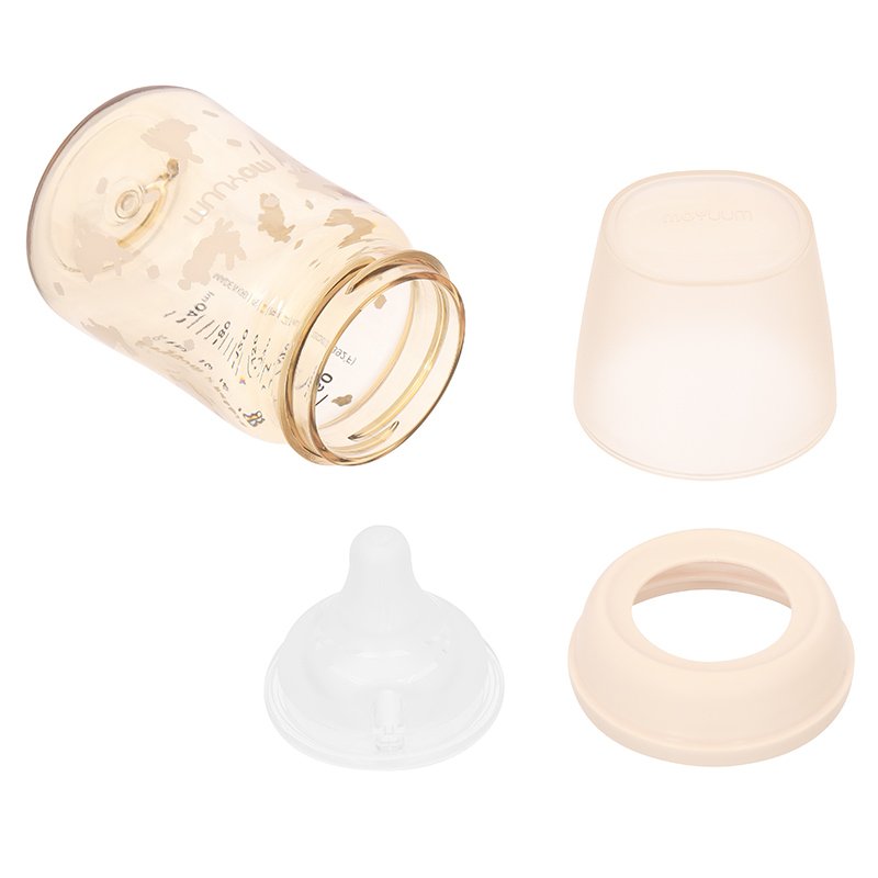 Bình sữa nhựa PPSU Moyuum All In One Bottle cổ rộng 170ml - Thỏ hồng