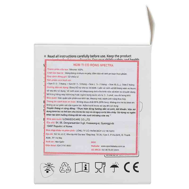 Bộ 2 núm ti Spectra cổ rộng size LL (từ 7 tháng)
