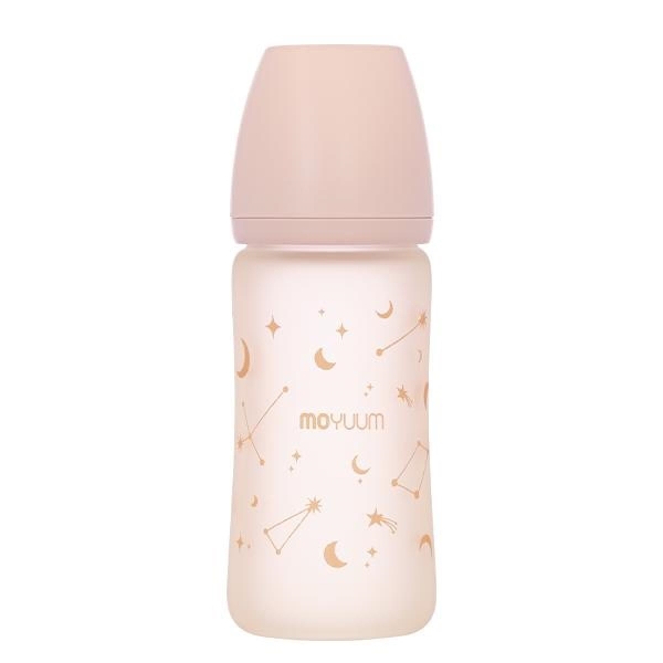 Bình sữa thủy tinh tráng silicone Moyuum cổ rộng 240ml - Twinkle