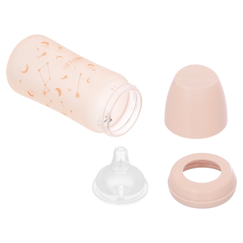 Bình sữa thủy tinh tráng silicone Moyuum cổ rộng 240ml - Twinkle