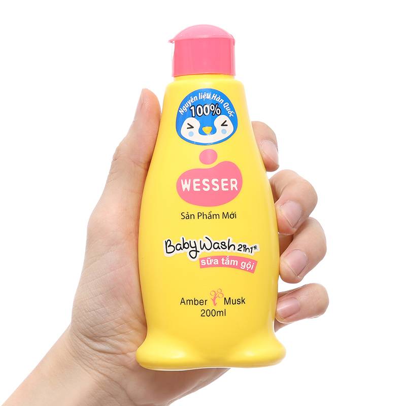 Sữa tắm & gội 2in1 cho bé Wesser hương hổ phách 200ml