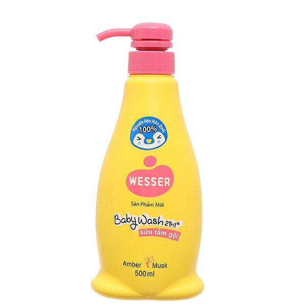 Sữa tắm & gội 2in1 cho bé Wesser hương hổ phách 500ml