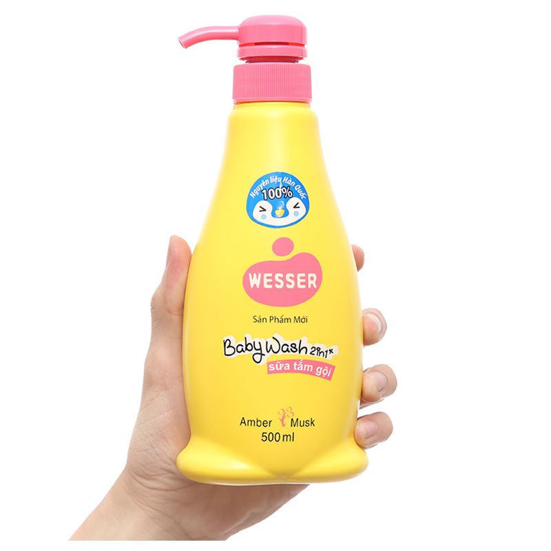 Sữa tắm & gội 2in1 cho bé Wesser hương hổ phách 500ml