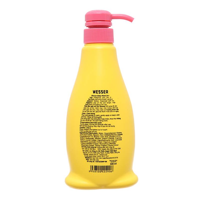 Sữa tắm & gội 2in1 cho bé Wesser hương hổ phách 500ml