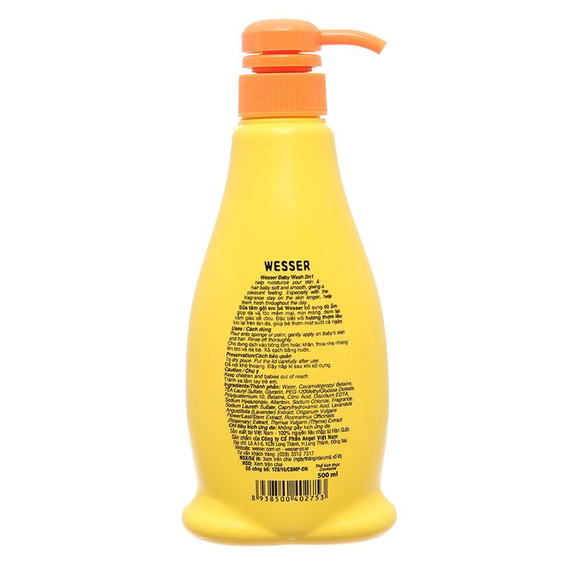 Sữa tắm & gội 2in1 cho bé Wesser hương phấn 500ml