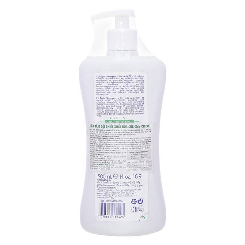 Sữa tắm & gội 2in1 cho bé Chicco chiết xuất hoa cúc 500ml