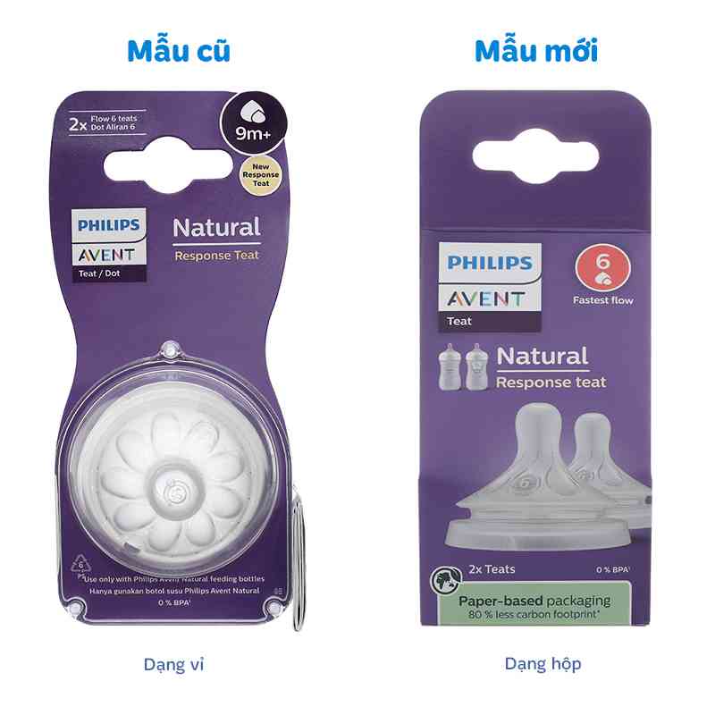 Bộ 2 núm ti Philips Avent SCY966/12 cổ rộng size 6 (từ 9 tháng)