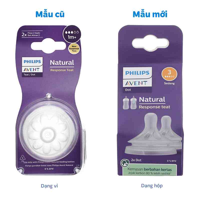 Bộ 2 núm ti Philips Avent SCY963/02 cổ rộng size 3 (1-3 tháng)