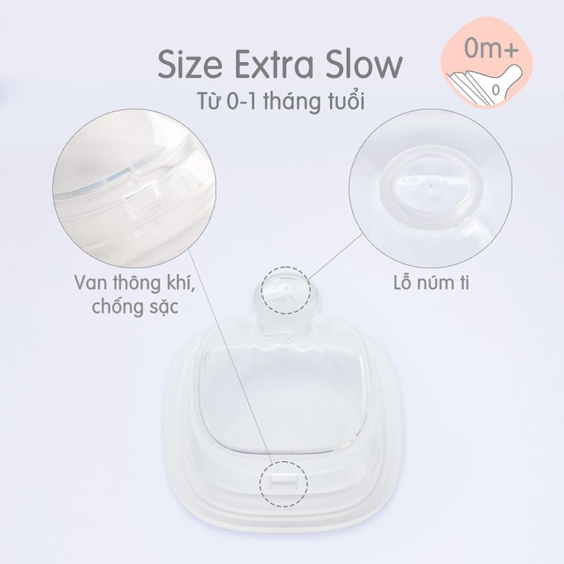 Bộ 2 núm ti Hegen cổ rộng size Extract Flow (0-1 tháng)