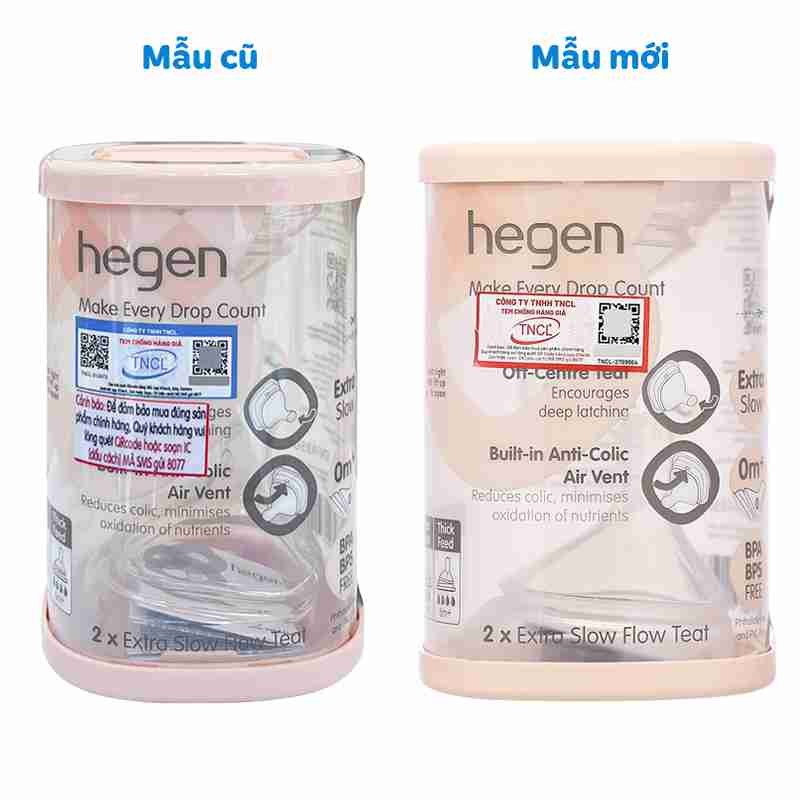 Bộ 2 núm ti Hegen cổ rộng size Extract Flow (0-1 tháng)