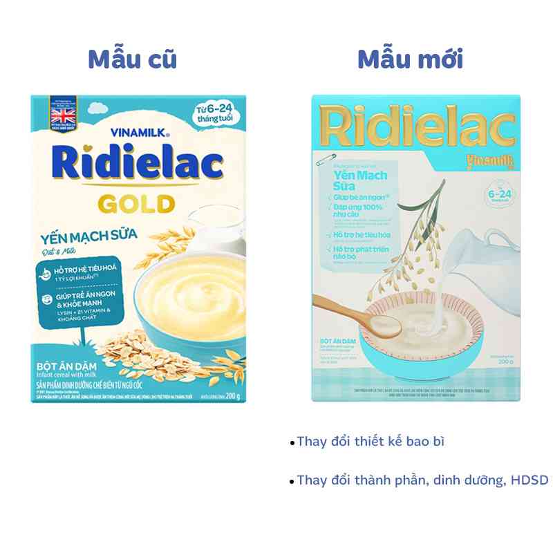 Bột ăn dặm Vinamilk Ridielac Gold yến mạch, sữa 200g