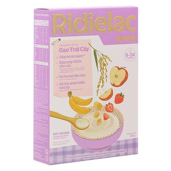 Bột ăn dặm Vinamilk Ridielac Gold gạo, trái cây 200g