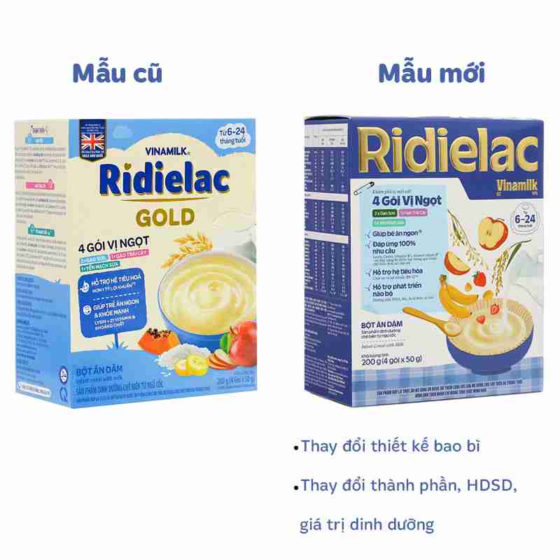 Bột ăn dặm Vinamilk Ridielac Gold 3 vị ngọt 200g