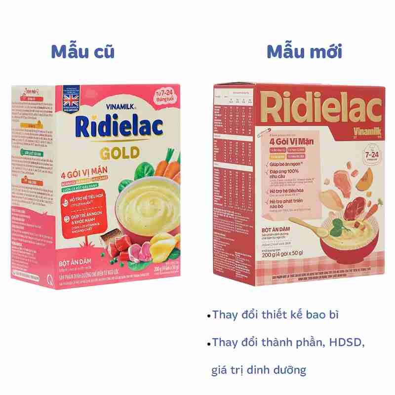 Bột ăn dặm Vinamilk Ridielac Gold 4 vị mặn 200g