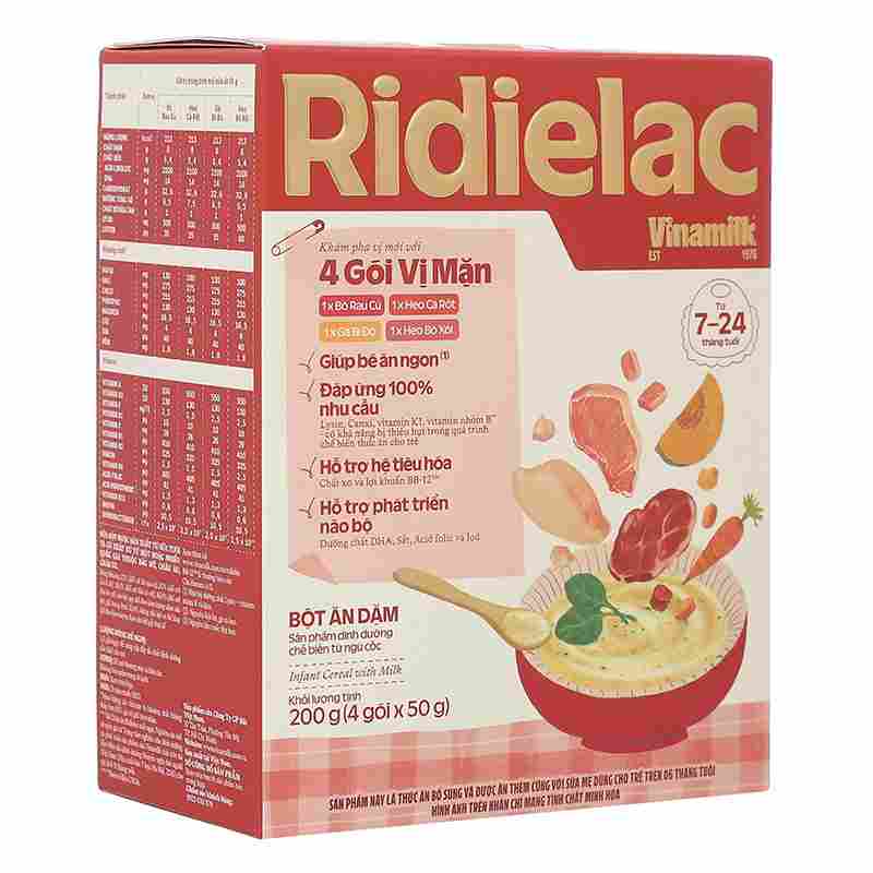 Bột ăn dặm Vinamilk Ridielac Gold 4 vị mặn 200g
