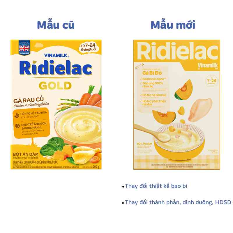 Bột ăn dặm Vinamilk Ridielac Gold gà, bí đỏ 200g