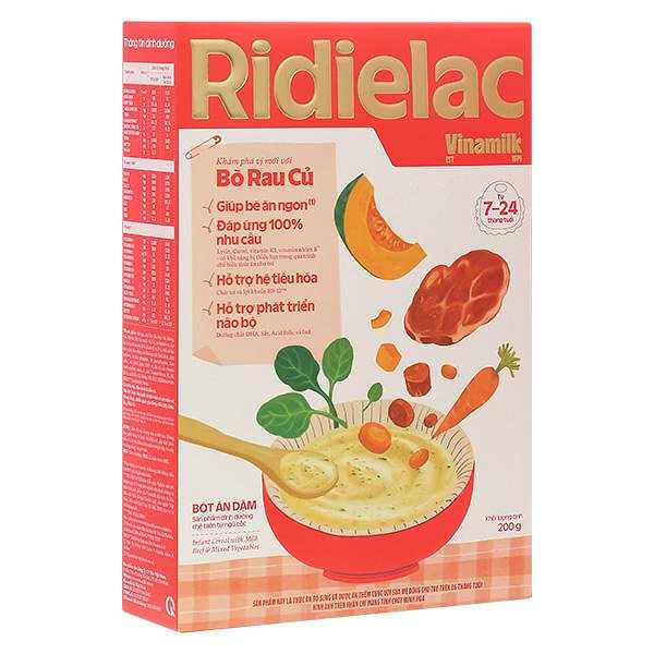 Bột ăn dặm Vinamilk Ridielac Gold bò, rau củ 200g