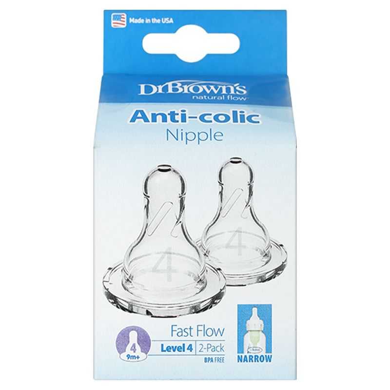 Bộ 2 núm ti Dr.Brown's cổ hẹp size 4 (từ 9 tháng)