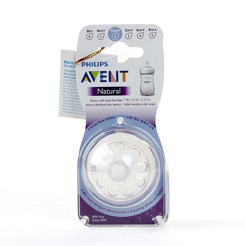 Bộ 2 núm ti Philips Avent SCF652/23 cổ rộng size 2 (1-3 tháng)