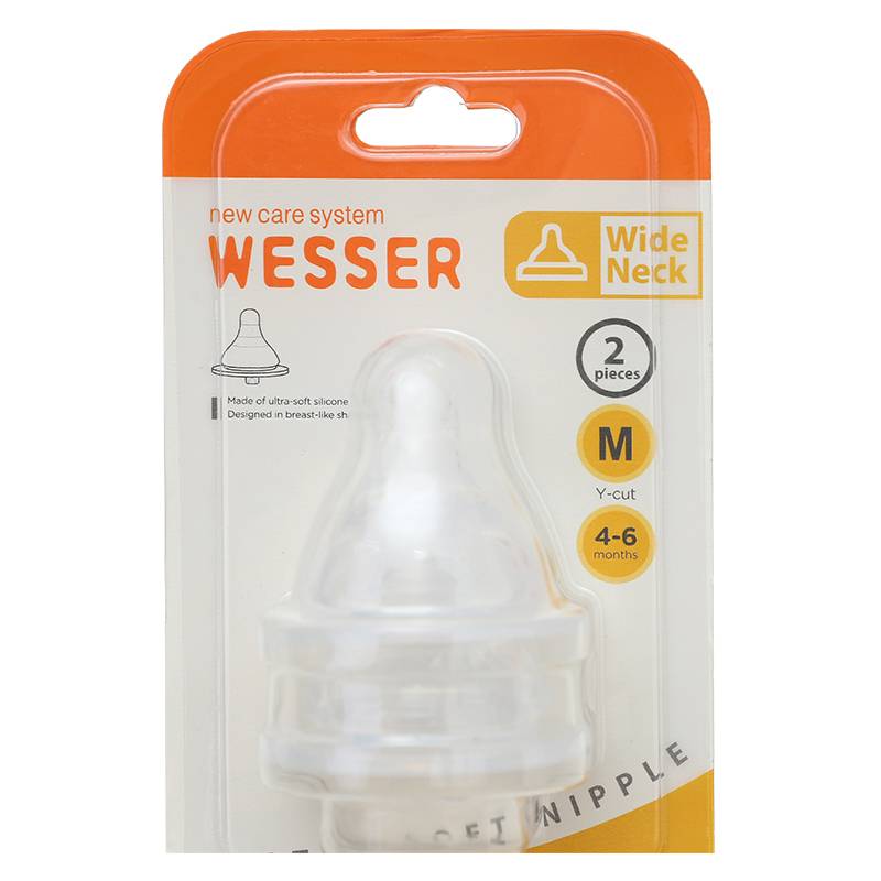 Bộ 2 núm ti Wesser cổ rộng size M (4-6 tháng)