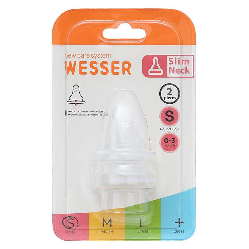 Bộ 2 núm ti Wesser cổ hẹp size S (0-3 tháng)