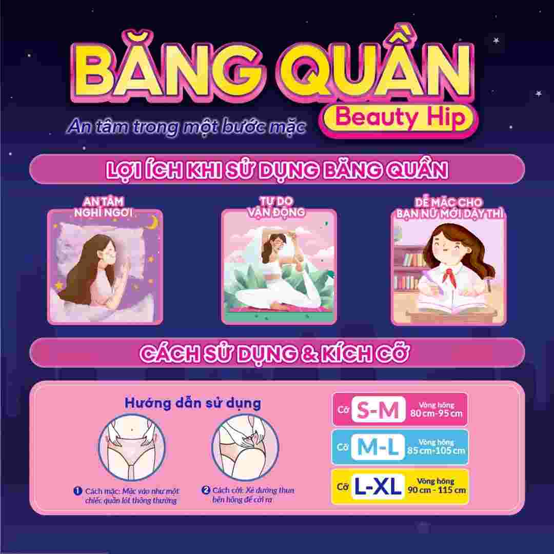 Băng Vệ Sinh Diana Dạng Quần Ban Đêm Size M-L 5 Cái