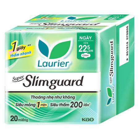 Băng Vệ Sinh Laurier Super Slimguard Siêu Mỏng Cánh 22.5cm 20 Miếng