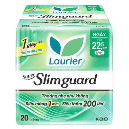 Băng Vệ Sinh Laurier Super Slimguard Siêu Mỏng Cánh 22.5cm 20 Miếng