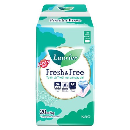 Băng Vệ Sinh Laurier Fresh&Free Siêu Mỏng Cánh 22cm 20 Miếng
