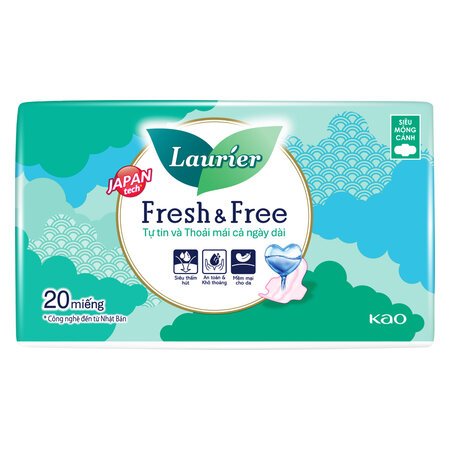 Băng Vệ Sinh Laurier Fresh&Free Siêu Mỏng Cánh 22cm 20 Miếng