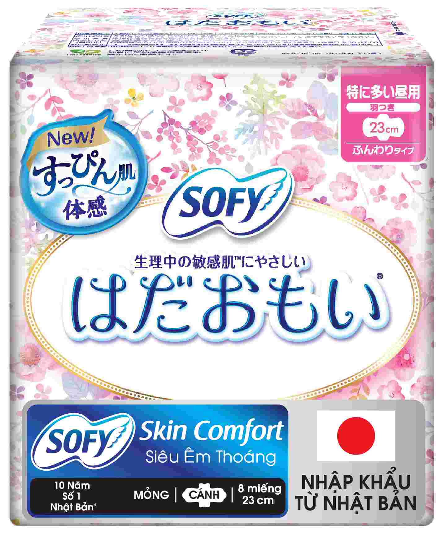 Băng Vệ Sinh Sofy Skin Comfort Mỏng Cánh 23cm 20 Miếng