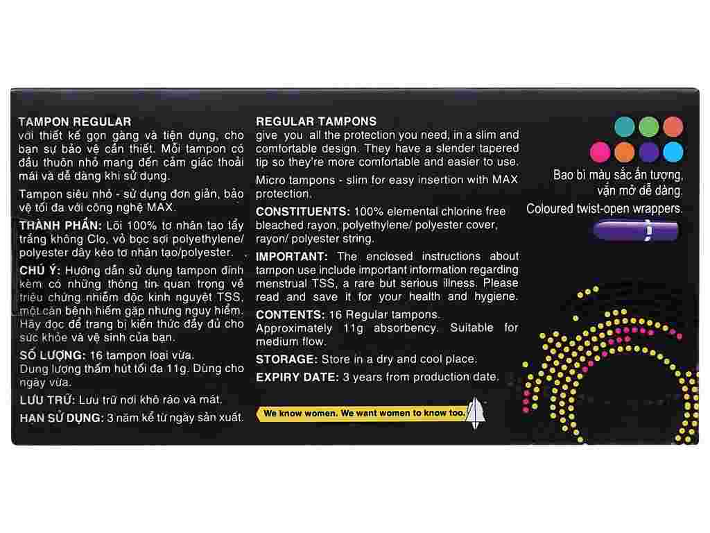 Băng Vệ Sinh Kotex Sport Tampon Loại Vừa 16 Miếng