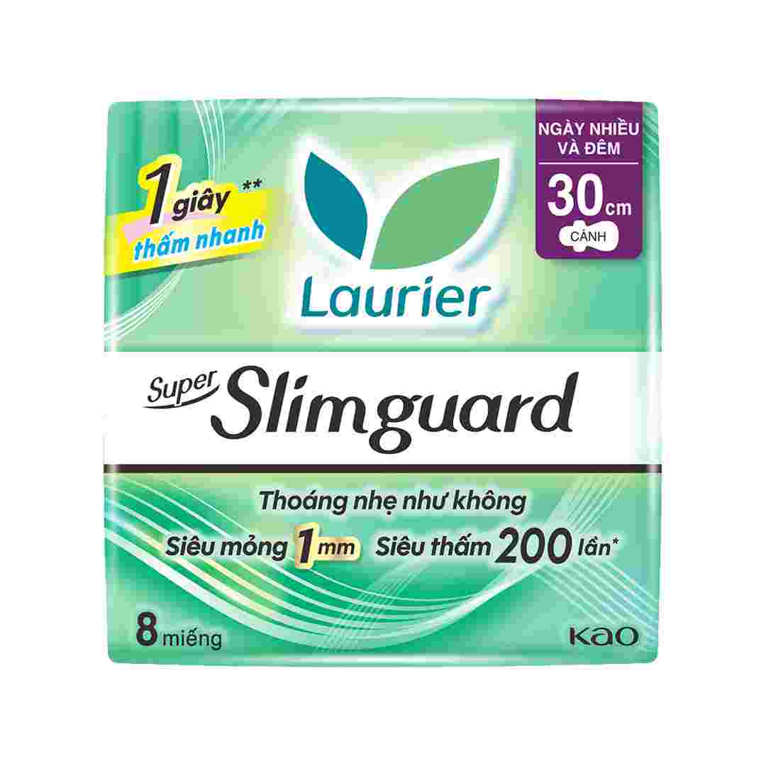 Băng Vệ Sinh Laurier Super Slimguard Siêu Mỏng Cánh 30cm 8 Miếng