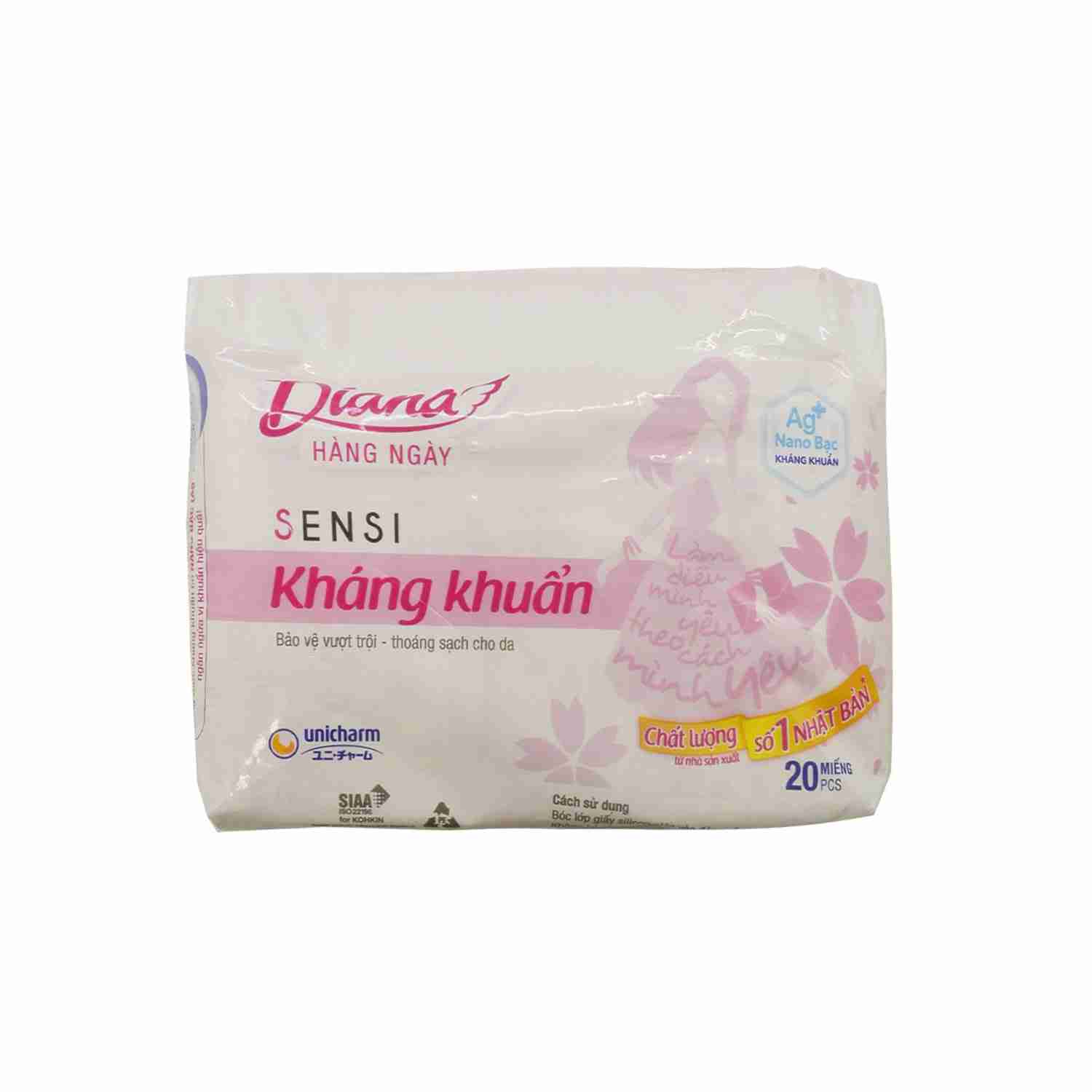 Băng Vệ Sinh Diana Hàng Ngày Sensi Kháng Khuẩn 20 Miếng