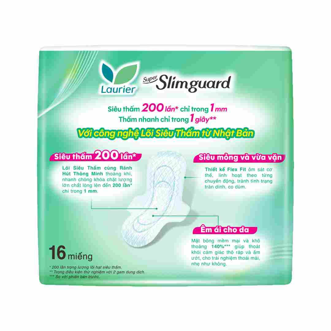 Băng Vệ Sinh Laurier Siêu Mỏng Bảo Vệ 1mm 25cm 16 Miếng